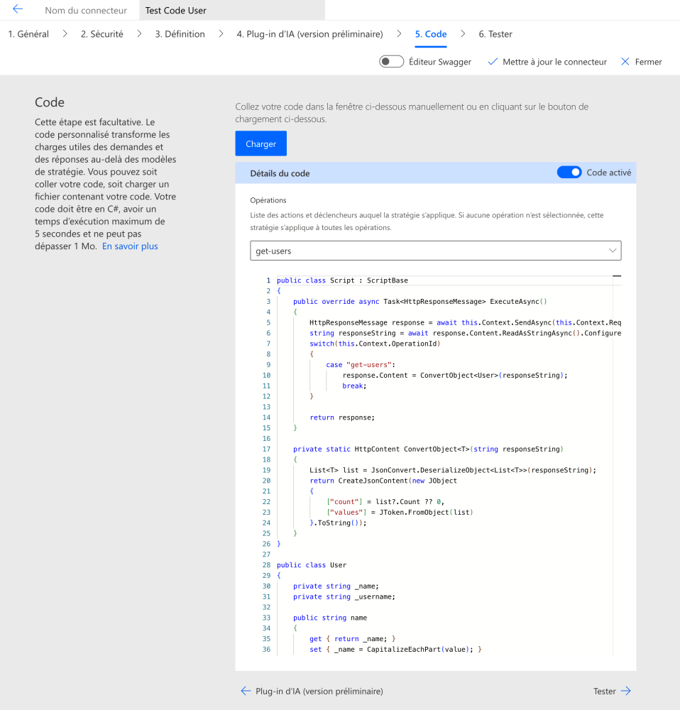 Injection du code C#