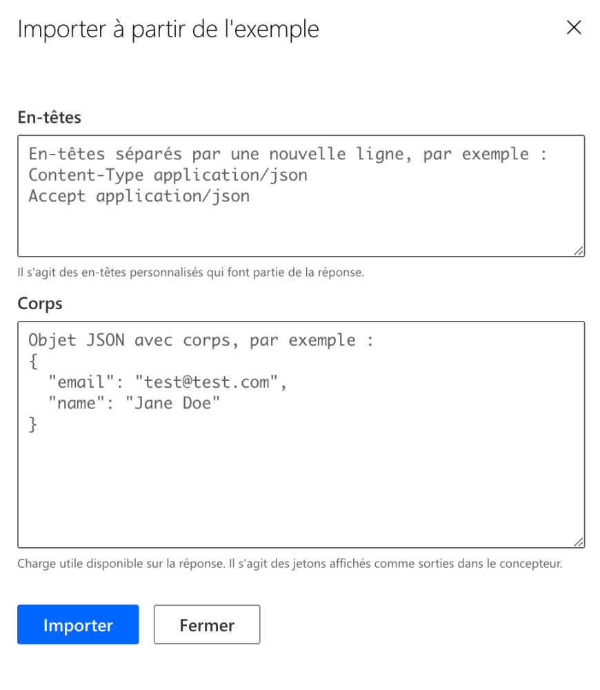 Importer la réponse à partir d'un exemple