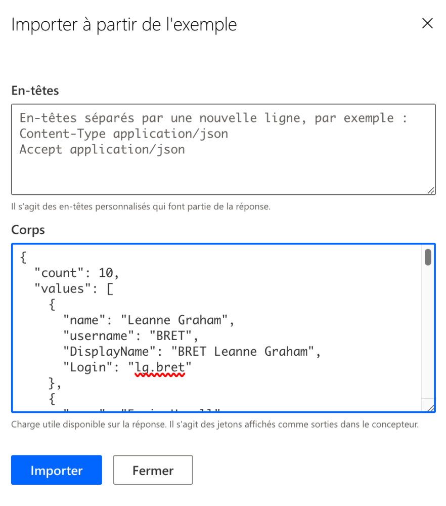 La réponse est définie sur la base d'un exemple