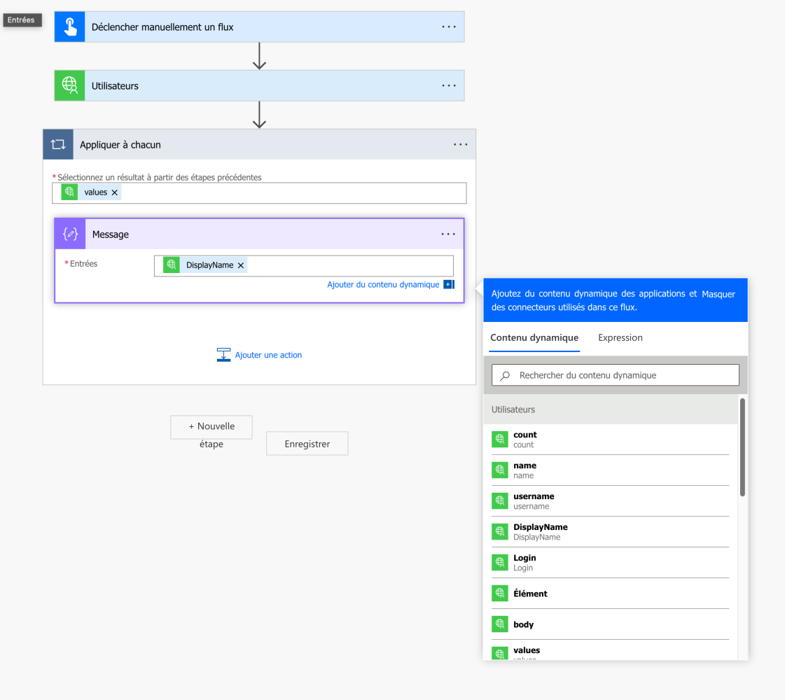 Utilisation du connecteur dans un flux Power Automate