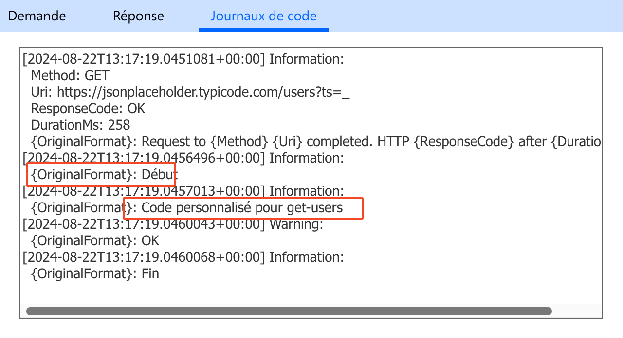 Accès aux logs personnalisés