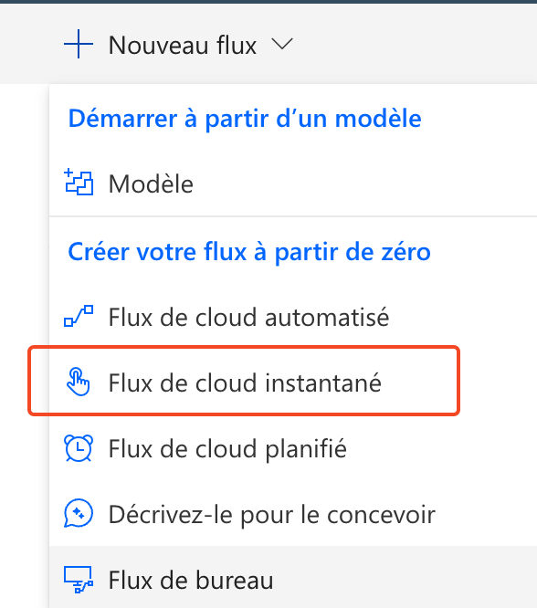 Nouveau flux de cloud instantané