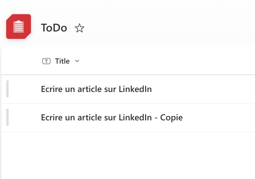 Une nouvelle ligne a été créée