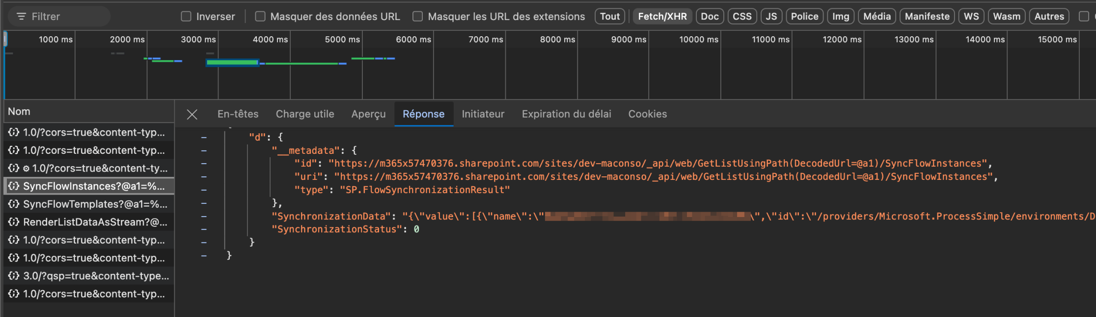 Requête qui retourne les flux de la liste